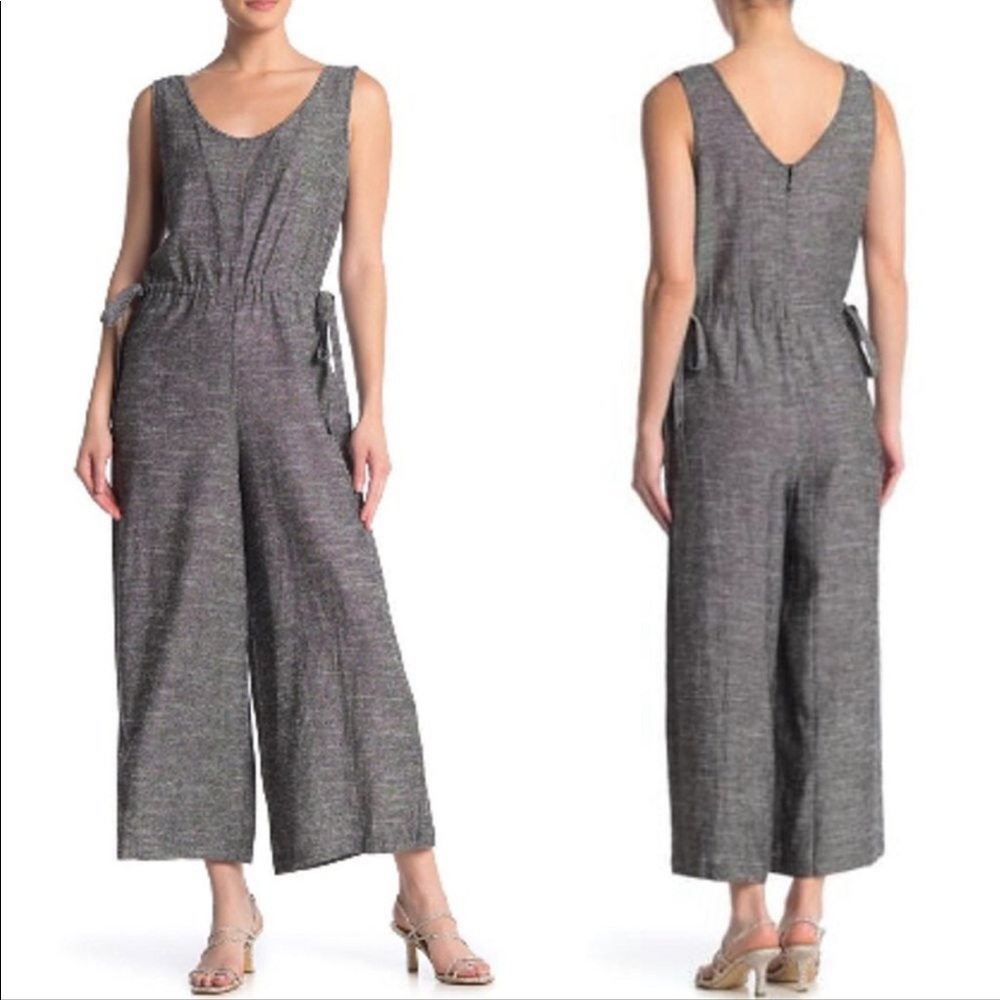 Max Studio Linen Blend Wide Leg Jumpsuit Sz XL